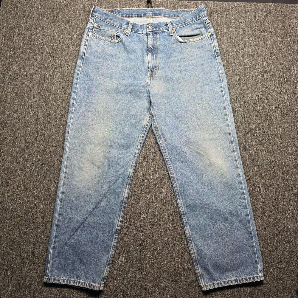 Levis 550 Jeans Mens 38x30 Relaxed Fit Tapered Leg Blue Denim Distressed Work